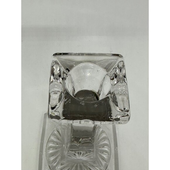 VTG Modern Crystal Square-Base Candlestick Holder – 3″×5.25″ Taper Candle Holder - Picture 3 of 6